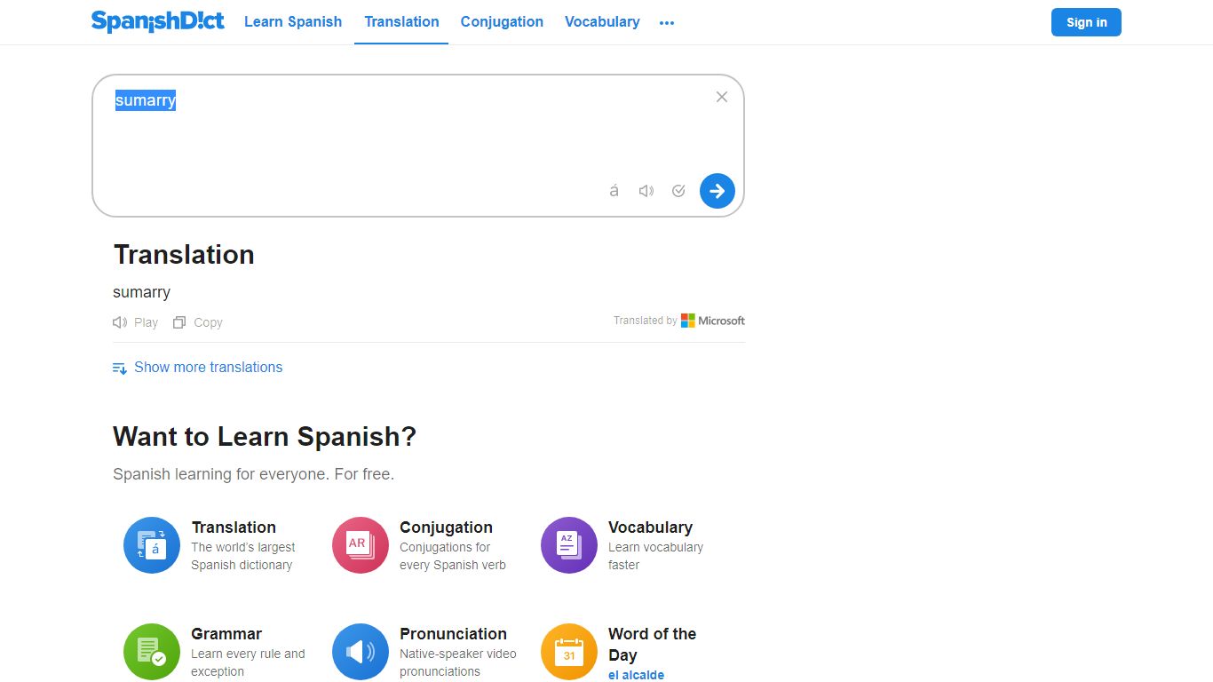 Sumarry | Spanish Translator